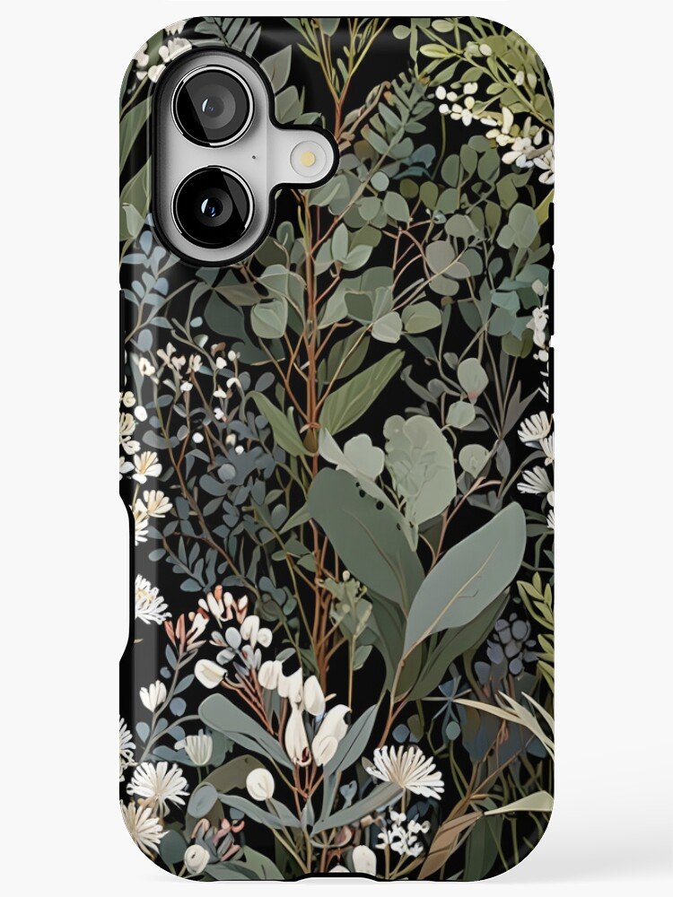 Botanical aesthetic iPhone case with eucalyptus illustration