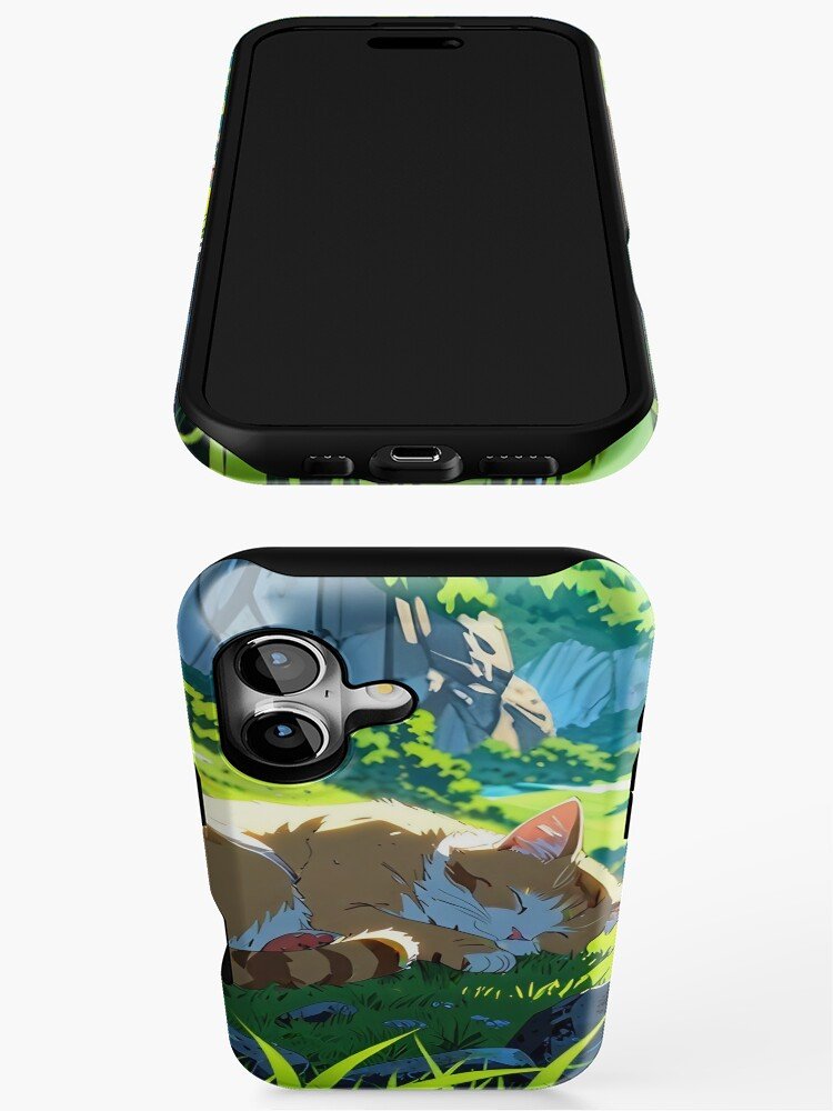 Ghibli-style sleeping cat aesthetic iPhone case