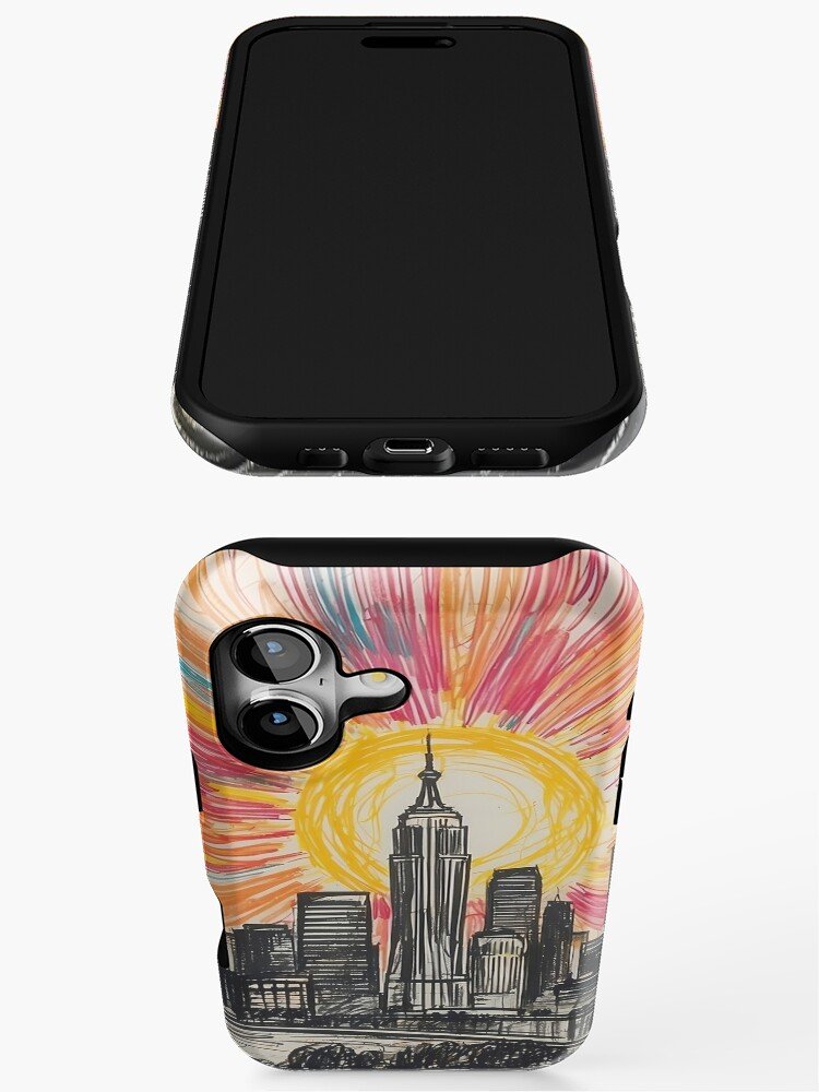 Dreamy City Skyline – Colored Pencil Architecture Art iPhone Case
