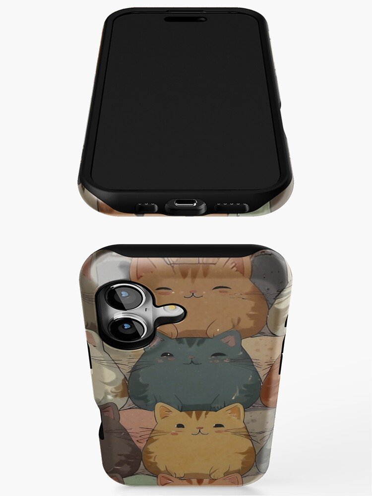 Kawaii chubby cat pattern iPhone case
