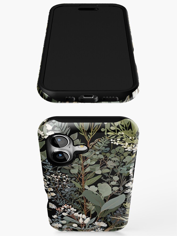 Botanical aesthetic iPhone case with eucalyptus illustration