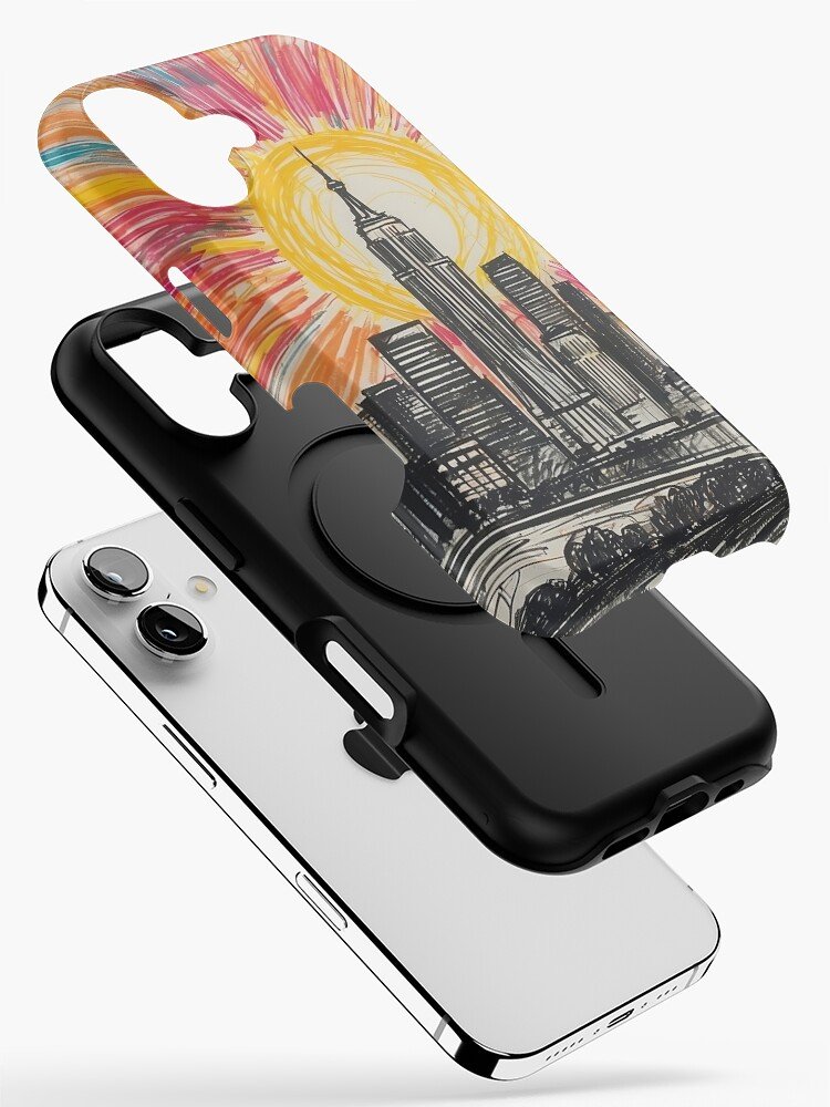 Dreamy City Skyline – Colored Pencil Architecture Art iPhone Case