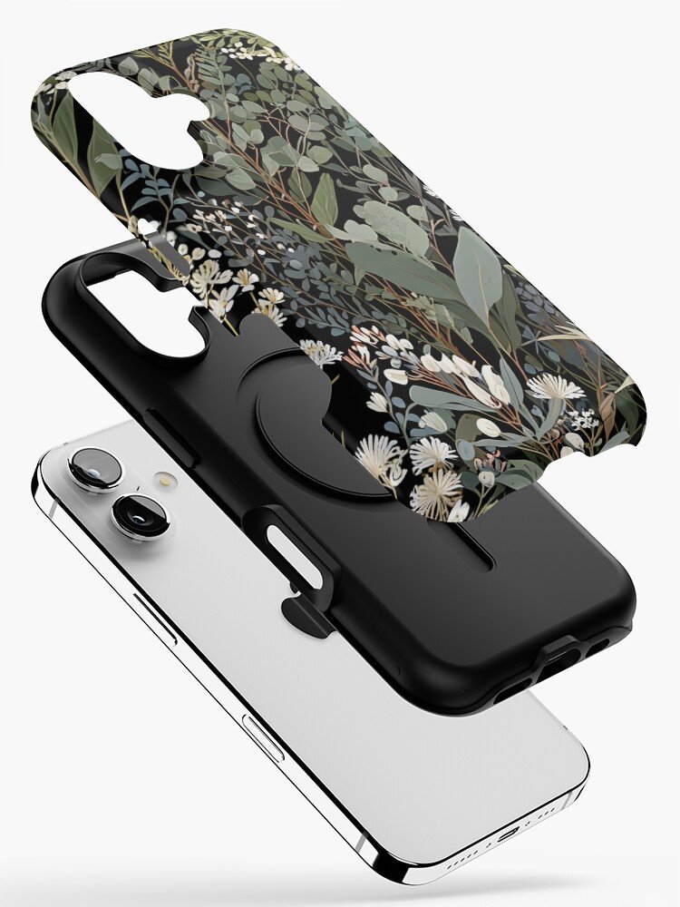 Botanical aesthetic iPhone case with eucalyptus illustration