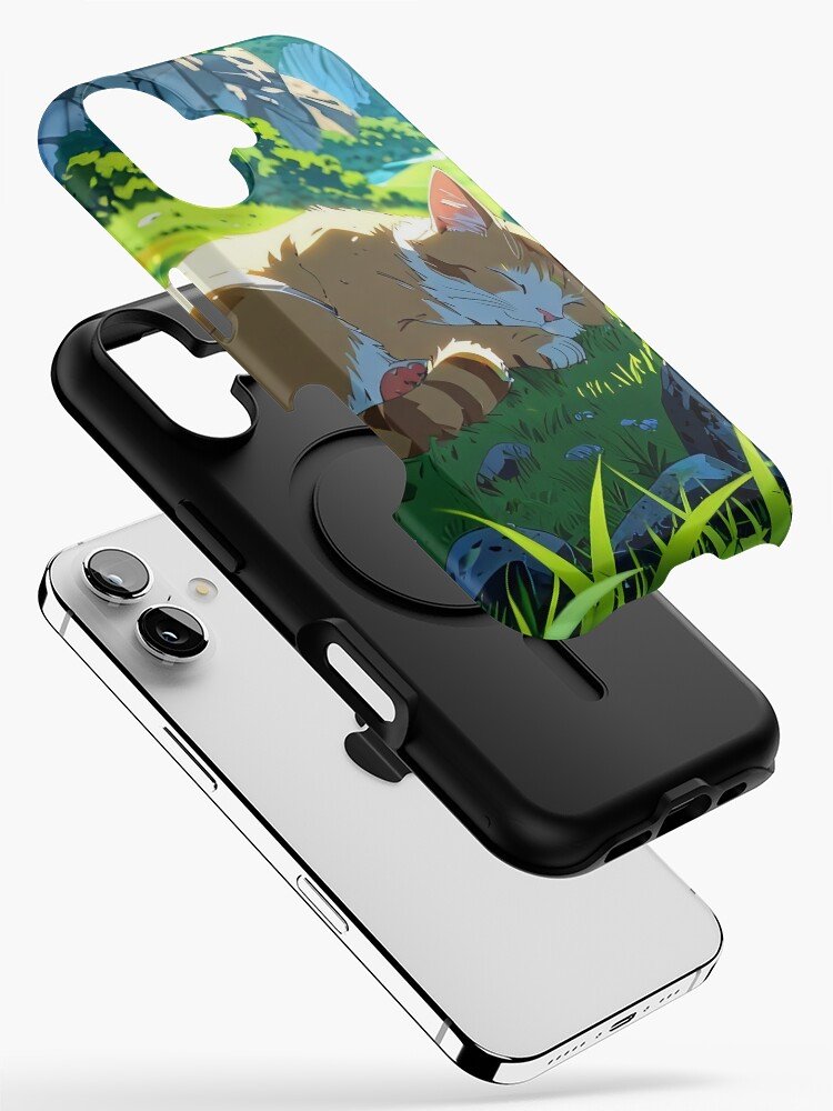 Ghibli-style sleeping cat aesthetic iPhone case