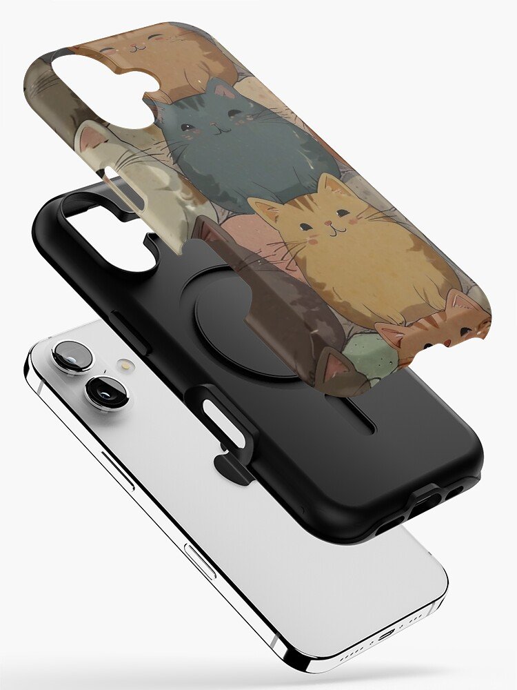 Kawaii chubby cat pattern iPhone case