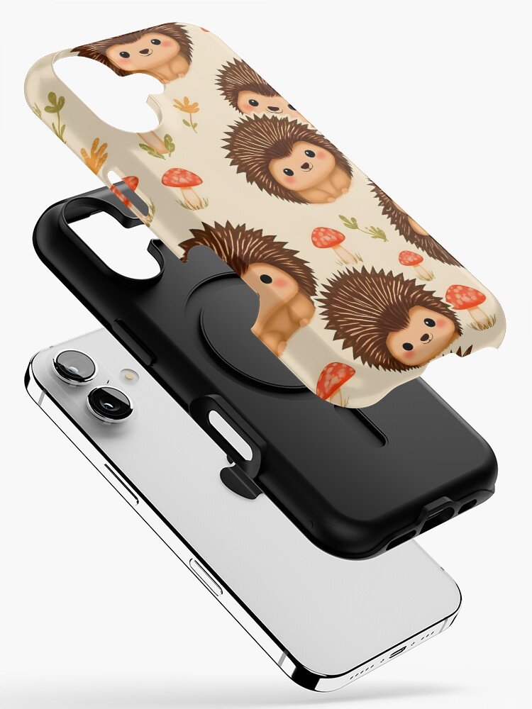 Kawaii hedgehog forest pattern iPhone case