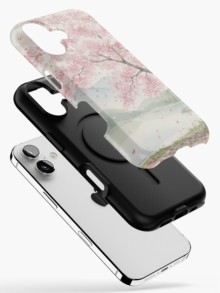 Japanese watercolor cherry blossom iPhone case