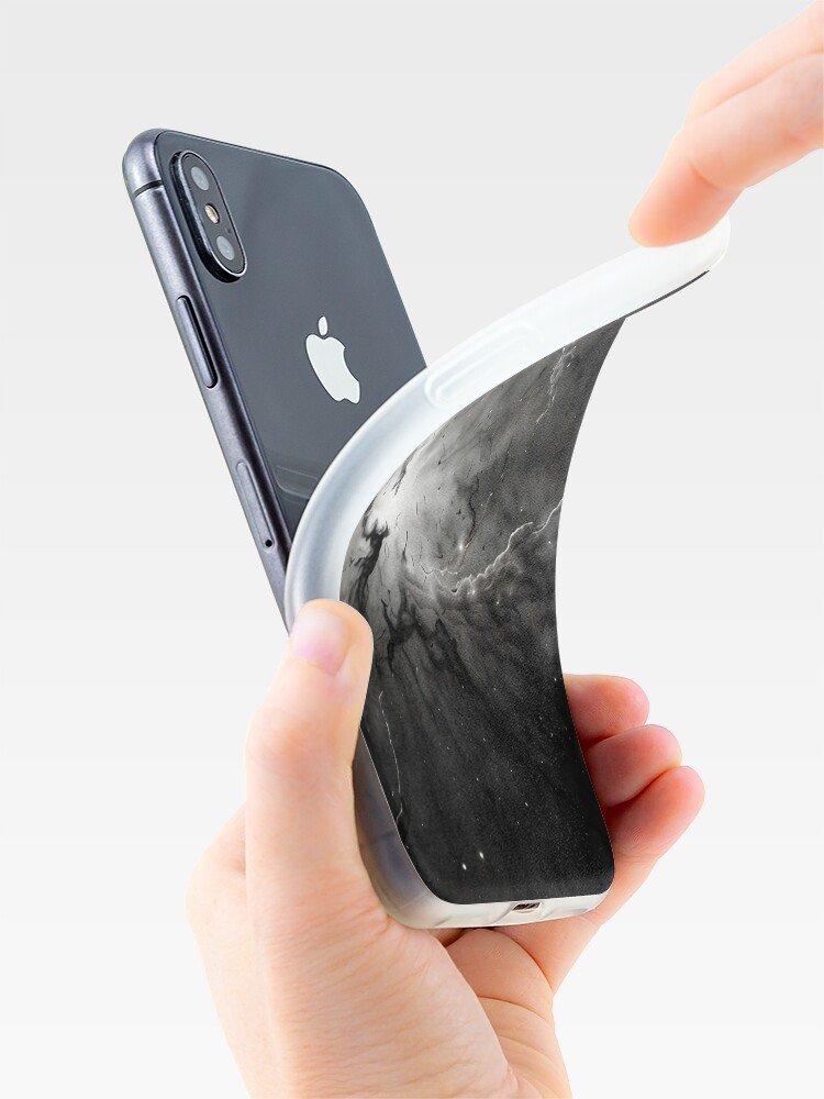 Black White Space Nebula Line Art iPhone Case