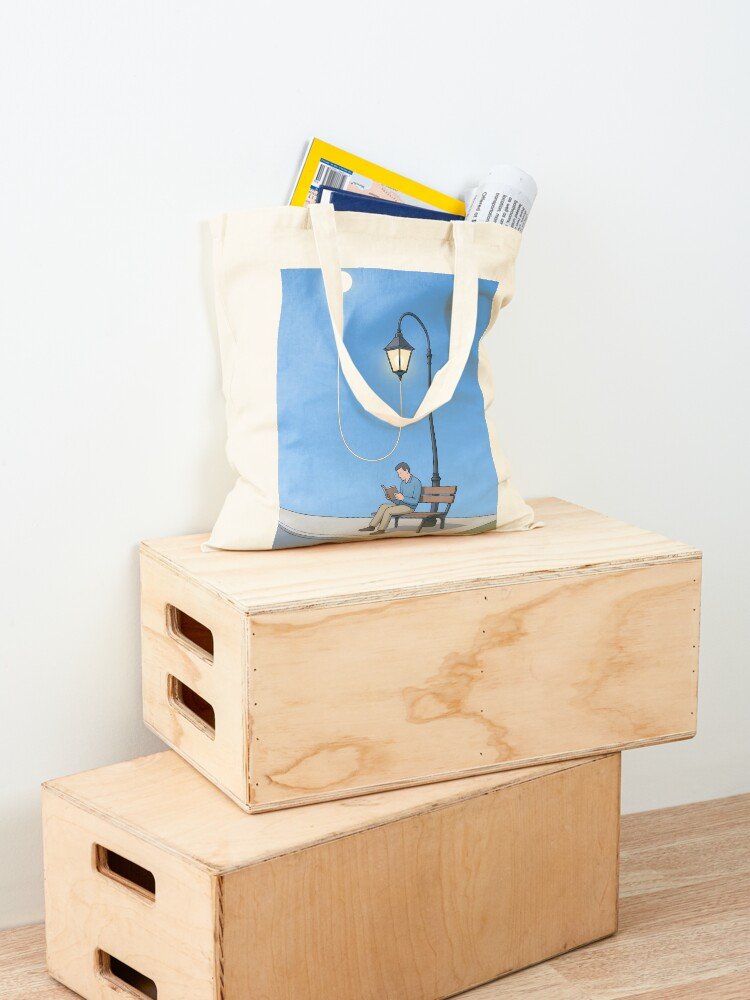 Reading Light – A Guy Billout Surreal Sunlamp Tote Bag