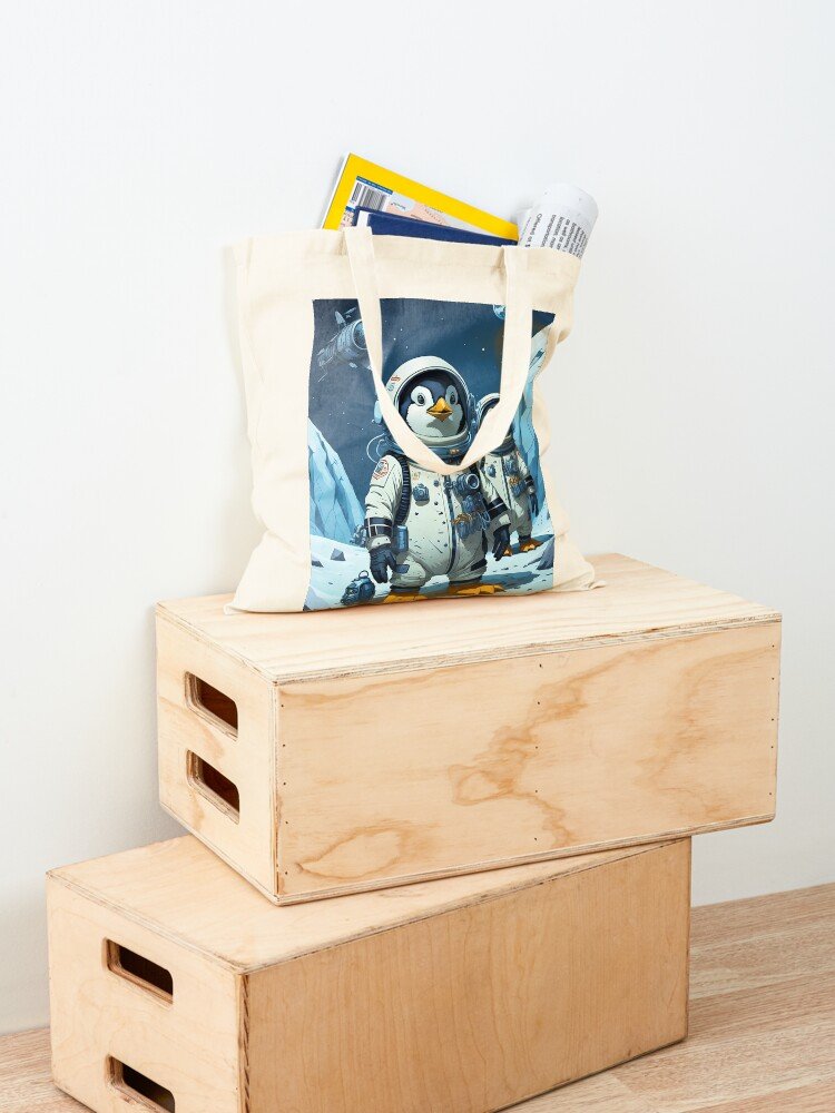 Galactic Chill: Astronaut Penguins Artwork Tote Bag