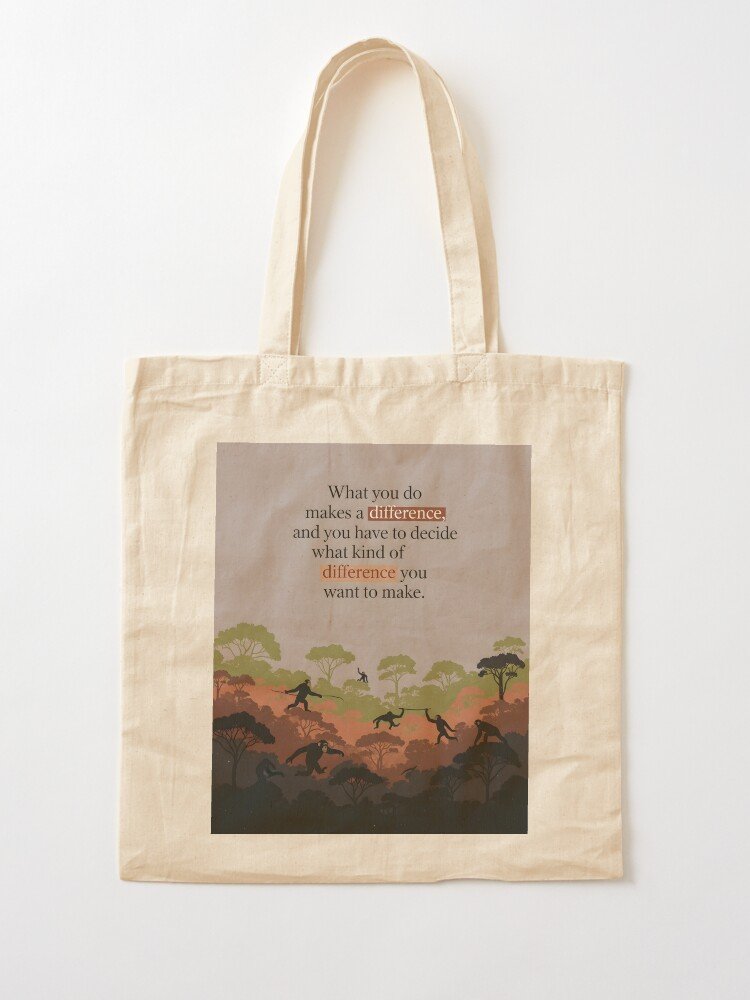Jane Goodall Quote Typography Tote Bag