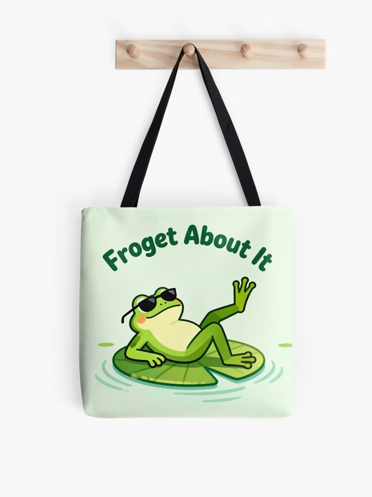 Froget About It Funny Frog Pun Tote Bag