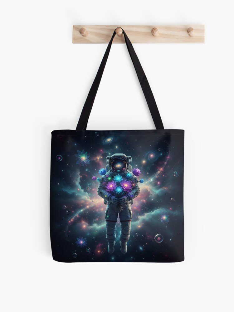 Astronaut Holding Flowers Tote Bag
