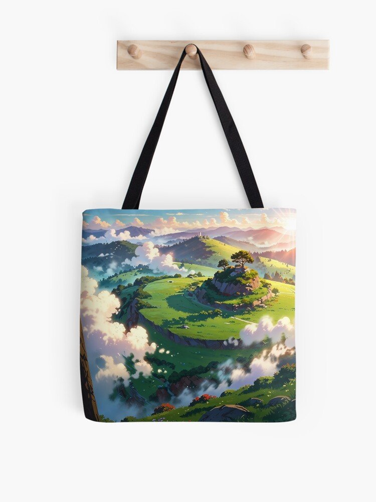 Whispers of the Wind: A Ghibli-Inspired Landscape Tote Bag