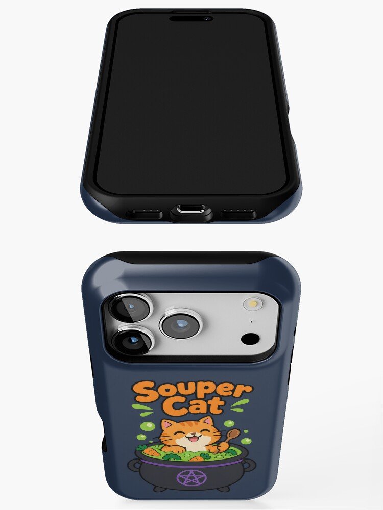Souper Cat Cauldron Soup Funny Halloween Pun iPhone 18 Case