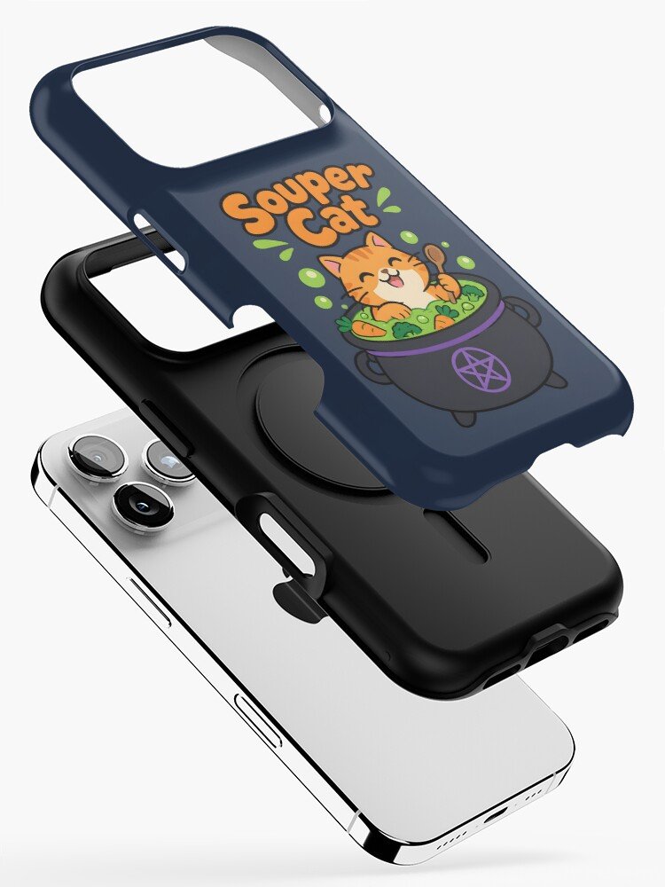 Souper Cat Cauldron Soup Funny Halloween Pun iPhone 18 Case
