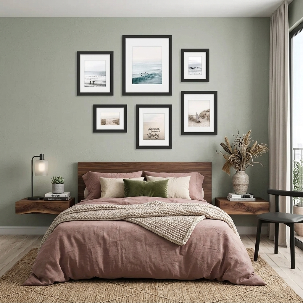 6-Piece Gallery Wall Set for a Bedroom