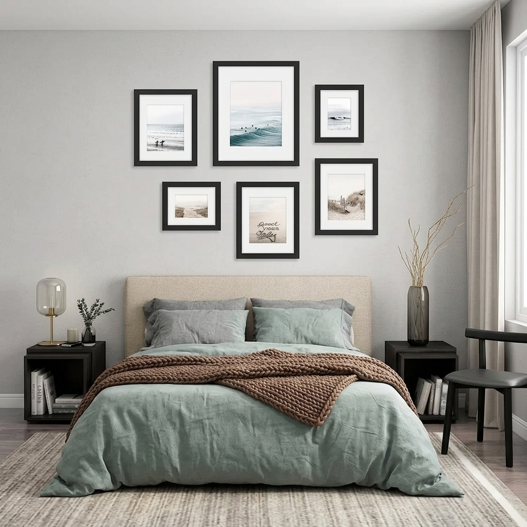 6-Piece Gallery Wall Set for a Bedroom