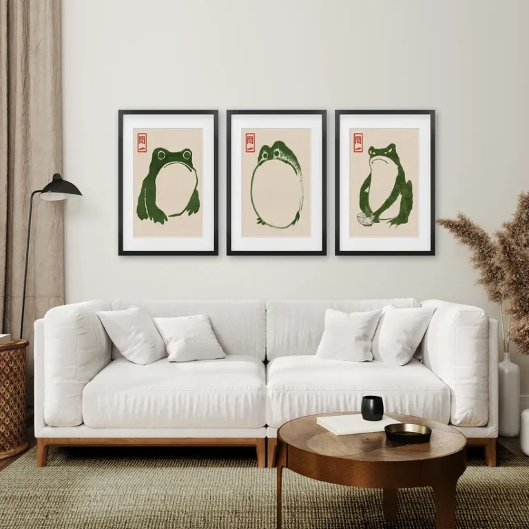 Japanese Framed Prints Set of Matsumoto Hoji Frog
