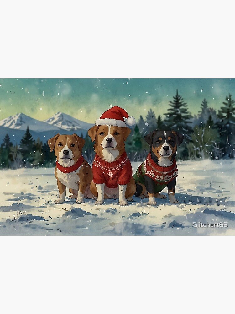 Christmas Dogs in Sweaters Postcard