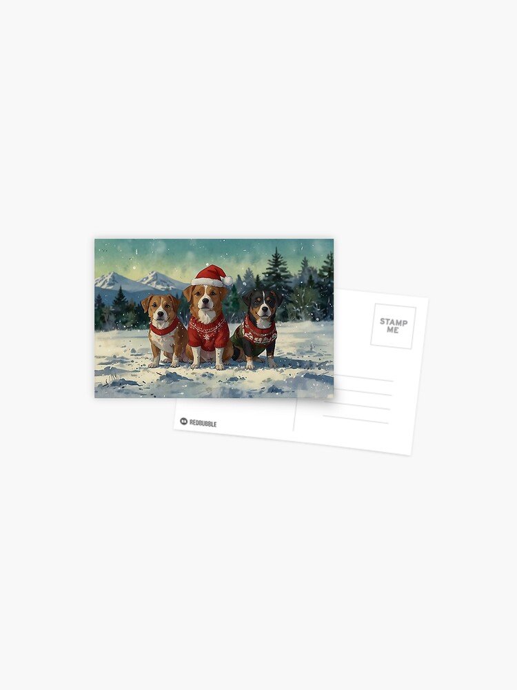 Christmas Dogs in Sweaters Postcard