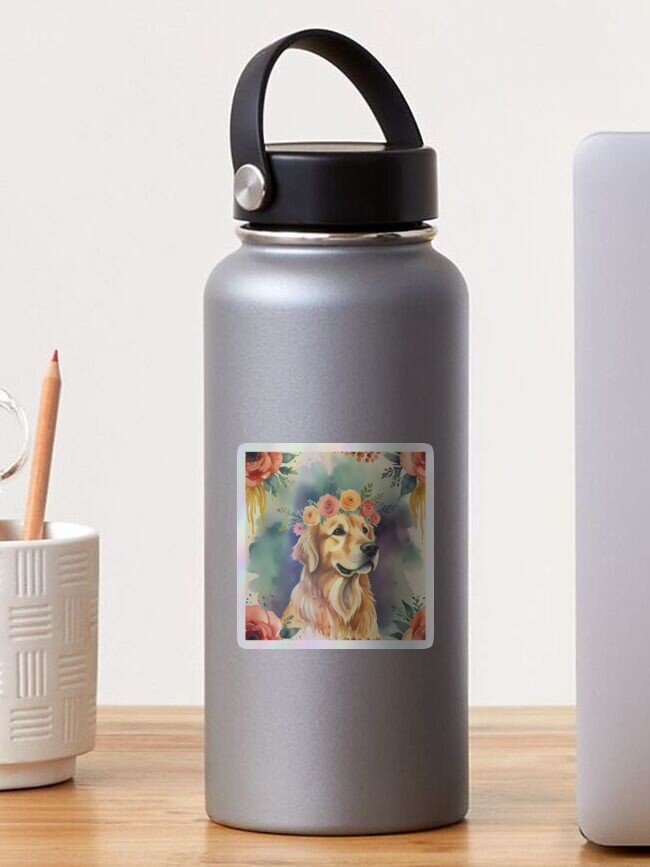 Golden Hour Pup Holographic Sticker