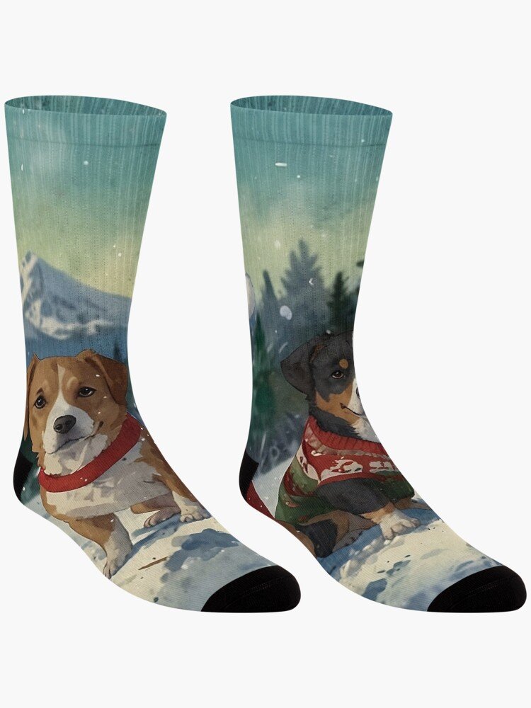 Christmas Dogs in Sweaters Socks