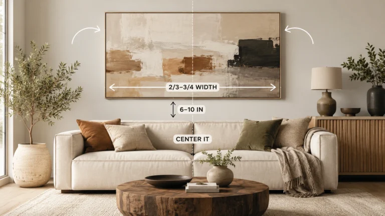wall art above sofa