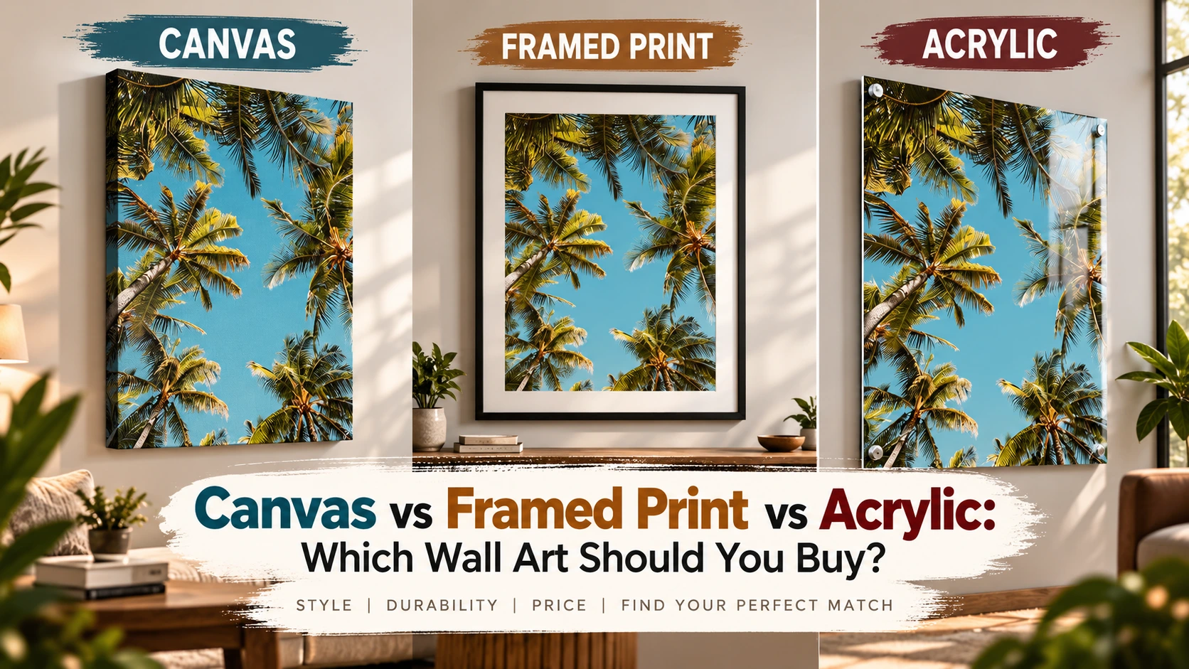 Canvas vs Framed Print vs Acrylic Which Wall Art Should You Buy
