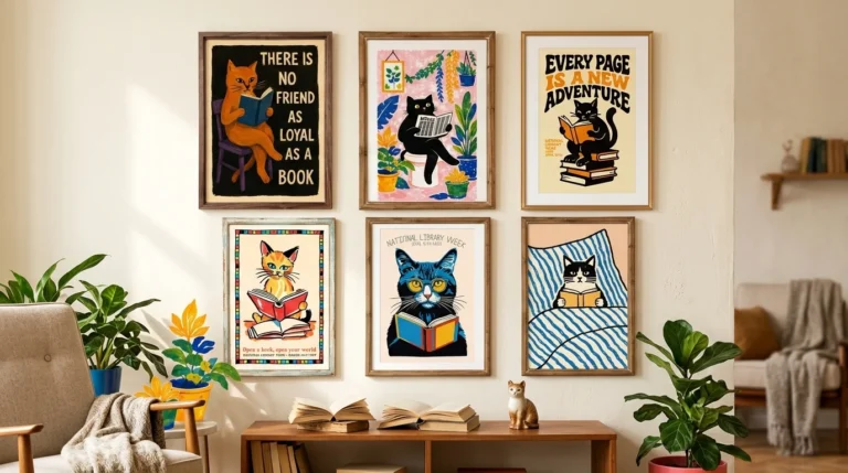 Cat Reading Posters for Book Lovers 6 Cozy Wall Art Picks